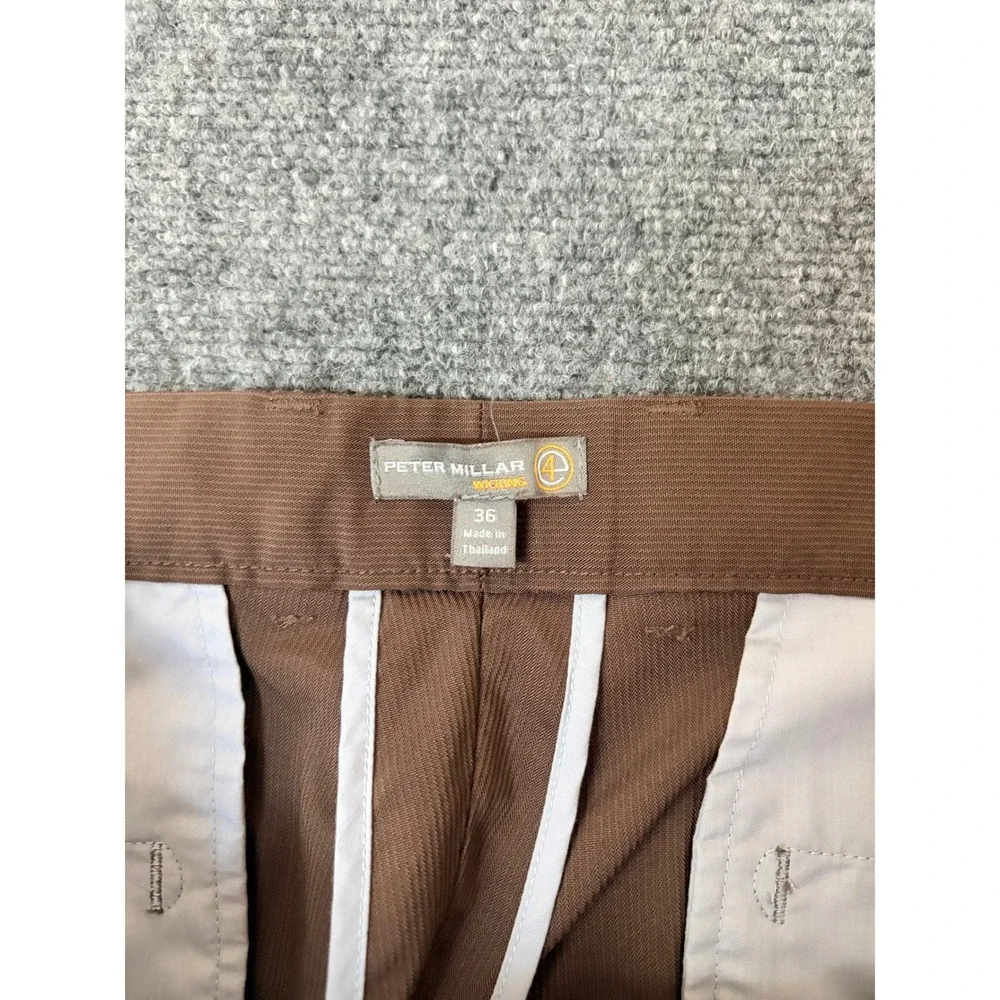 Peter Millar Crown Sport Mens 36 Brown Performance Golf Shorts Wicking Polyester